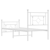 Thumbnail for Bettgestell mit Kopf- und Fußteil Metall Weiß 80x200 cm