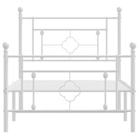 Thumbnail for Bettgestell mit Kopf- und Fußteil Metall Weiß 100x190 cm