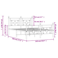 Thumbnail for Bettgestell mit Kopf- und Fußteil Metall Weiß 135x190 cm