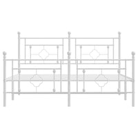 Thumbnail for Bettgestell mit Kopf- und Fußteil Metall Weiß 150x200 cm