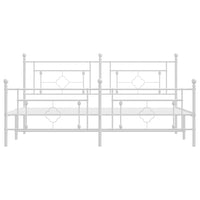 Thumbnail for Bettgestell mit Kopf- und Fußteil Metall Weiß 183x213 cm