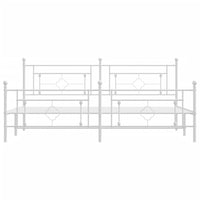 Thumbnail for Bettgestell mit Kopf- und Fußteil Metall Weiß 200x200 cm