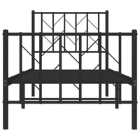 Thumbnail for Bettgestell mit Kopf- und Fußteil Metall Schwarz 75x190 cm