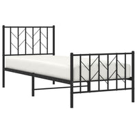 Thumbnail for Bettgestell mit Kopf- und Fußteil Metall Schwarz 80x200 cm