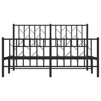 Thumbnail for Bettgestell mit Kopf- und Fußteil Metall Schwarz 140x190 cm