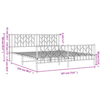 Thumbnail for Bettgestell mit Kopf- und Fußteil Metall Schwarz 183x213 cm