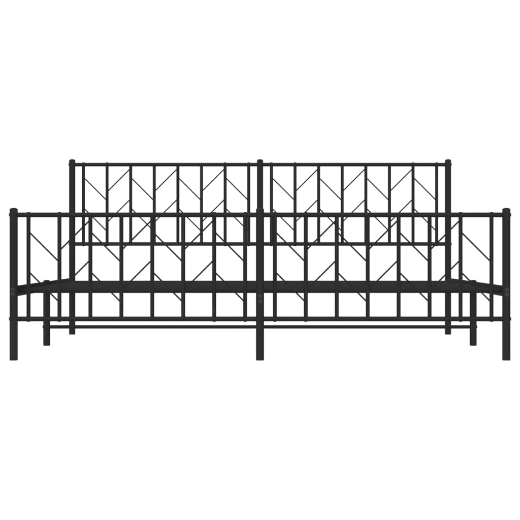 Bettgestell mit Kopf- und Fußteil Metall Schwarz 193x203 cm