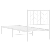 Thumbnail for Metallbett ohne Matratze mit Kopfteil Weiß 75x190 cm