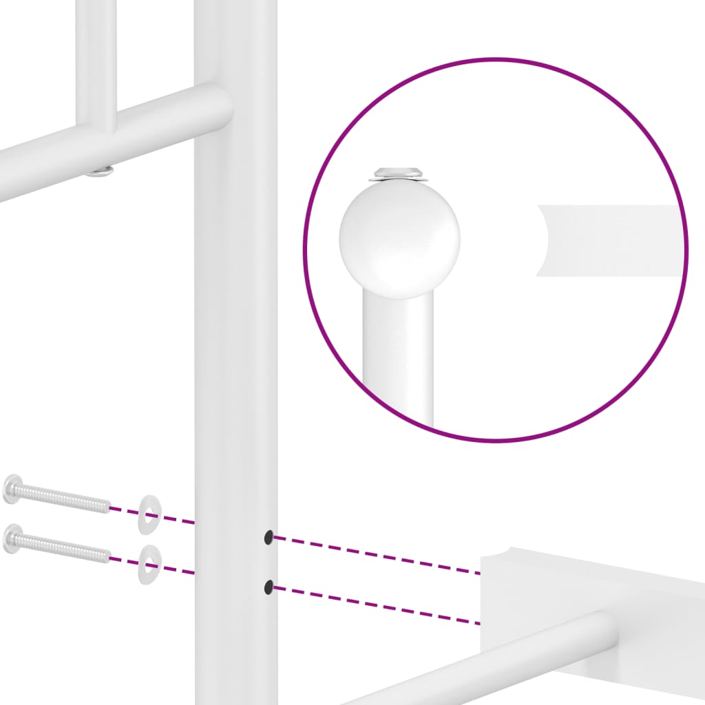 Bettgestell mit Kopfteil Metall Weiß 120x190 cm