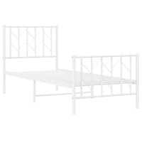 Thumbnail for Bettgestell mit Kopf- und Fußteil Metall Weiß 75x190 cm