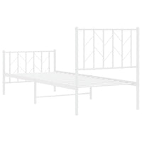 Thumbnail for Bettgestell mit Kopf- und Fußteil Metall Weiß 75x190 cm
