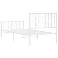 Thumbnail for Bettgestell mit Kopf- und Fußteil Metall Weiß 90x190 cm
