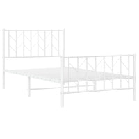 Thumbnail for Bettgestell mit Kopf- und Fußteil Metall Weiß 100x190 cm