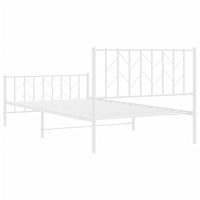 Thumbnail for Bettgestell mit Kopf- und Fußteil Metall Weiß 107x203 cm