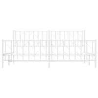 Thumbnail for Bettgestell mit Kopf- und Fußteil Metall Weiß 193x203 cm