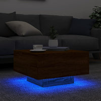 Thumbnail for Couchtisch mit LED-Leuchten Braun Eichen-Optik 55x55x31 cm