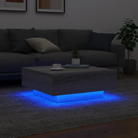 Thumbnail for Couchtisch mit LED-Leuchten Grau Sonoma 80x80x31 cm