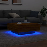 Thumbnail for Couchtisch mit LED-Leuchten Braun Eichen-Optik 80x80x31 cm