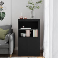Thumbnail for Beistellschrank mit LED-Leuchten Schwarz Holzwerkstoff