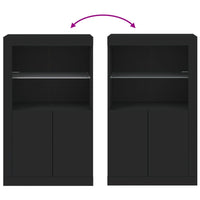 Thumbnail for Beistellschrank mit LED-Leuchten Schwarz Holzwerkstoff