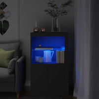 Thumbnail for Beistellschrank mit LED-Leuchten Schwarz Holzwerkstoff