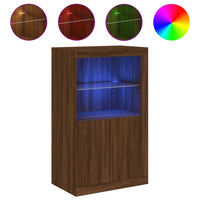 Thumbnail for Beistellschrank mit LED-Leuchten Braun Eiche Holzwerkstoff