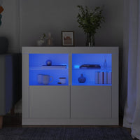 Thumbnail for Beistellschränke mit LED-Leuchten 2 Stk. Weiß Holzwerkstoff