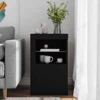 Thumbnail for Beistellschrank mit LED-Leuchten Schwarz Holzwerkstoff