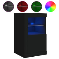 Thumbnail for Beistellschränke mit LED-Leuchten 2 Stk. Schwarz Holzwerkstoff