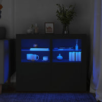Thumbnail for Beistellschränke mit LED-Leuchten 2 Stk. Schwarz Holzwerkstoff