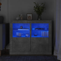 Thumbnail for Beistellschränke mit LED-Leuchten 2 Stk Betongrau Holzwerkstoff