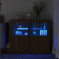 Thumbnail for Beistellschränke mit LED-Leuchten 2 Stk. Braun Eichen-Optik