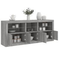 Thumbnail for Sideboard mit LED-Leuchten Grau Sonoma 162x37x67 cm