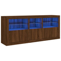 Thumbnail for Sideboard mit LED-Leuchten Braun Eichen-Optik 162x37x67 cm