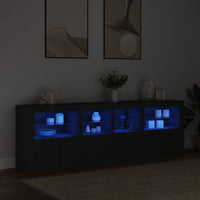 Thumbnail for Sideboard mit LED-Leuchten Schwarz 202x37x67 cm