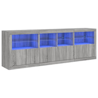 Thumbnail for Sideboard mit LED-Leuchten Grau Sonoma 202x37x67 cm
