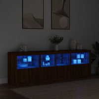 Thumbnail for Sideboard mit LED-Leuchten Braun Eichen-Optik 202x37x67 cm