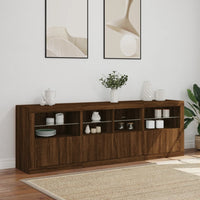 Thumbnail for Sideboard mit LED-Leuchten Braun Eichen-Optik 202x37x67 cm