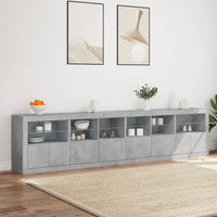 Thumbnail for Sideboard mit LED-Leuchten Betongrau 283x37x67 cm