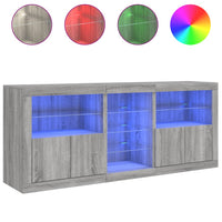 Thumbnail for Sideboard mit LED-Leuchten Grau Sonoma 162x37x67 cm