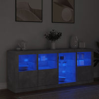 Thumbnail for Sideboard mit LED-Leuchten Betongrau 164x37x67 cm