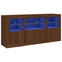 Thumbnail for Sideboard mit LED-Leuchten Braun Eichen-Optik 142,5x37x67 cm