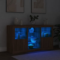 Thumbnail for Sideboard mit LED-Leuchten Braun Eichen-Optik 123x37x67 cm