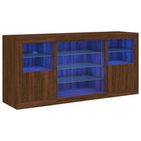 Thumbnail for Sideboard mit LED-Leuchten Braun Eichen-Optik 142,5x37x67 cm