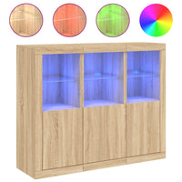 Thumbnail for Sideboards mit LED-Leuchten 3 Stk. Sonoma-Eiche Holzwerkstoff