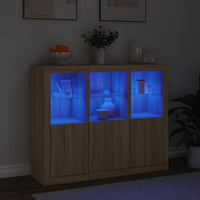 Thumbnail for Sideboards mit LED-Leuchten 3 Stk. Sonoma-Eiche Holzwerkstoff