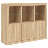 Thumbnail for Sideboards mit LED-Leuchten 3 Stk. Sonoma-Eiche Holzwerkstoff