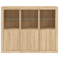Thumbnail for Sideboards mit LED-Leuchten 3 Stk. Sonoma-Eiche Holzwerkstoff