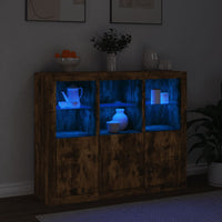 Thumbnail for Sideboards mit LED-Leuchten 3 Stk. Räuchereiche Holzwerkstoff
