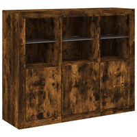 Thumbnail for Sideboards mit LED-Leuchten 3 Stk. Räuchereiche Holzwerkstoff